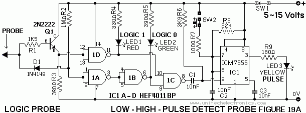 NE-555 Logic Probe with Pulse