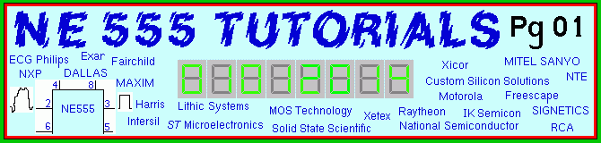 The NE-555 Tutorials and free circuits Page Banner