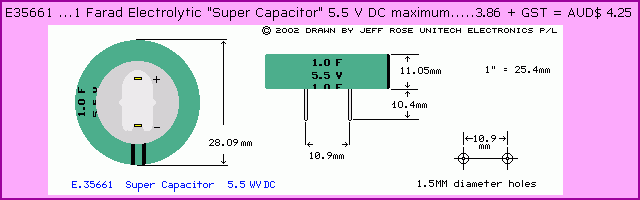 The E35661 5.5 Volt SUPER Capacitors pricing